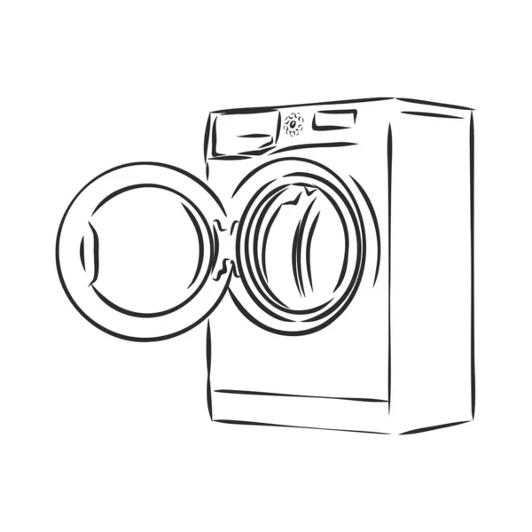 Washing machine hand draw sketch Royalty Free Vector Image