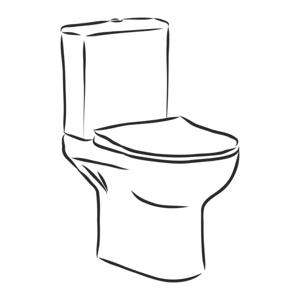 Sketch Toilet Bowl Isolated White Background Vector — Stock Vector