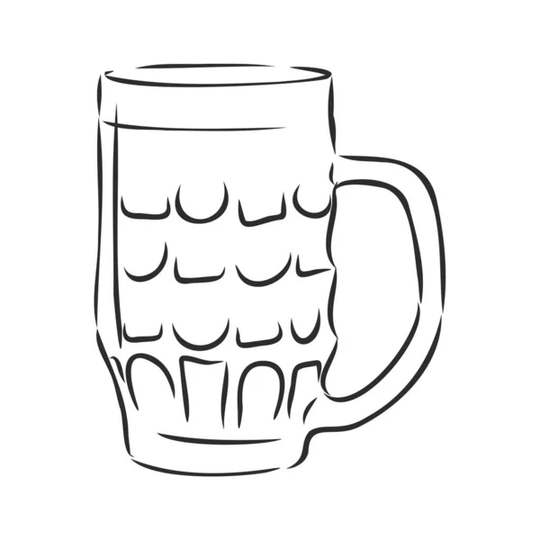 Male Beer Mug Engraving Style Hand Drawn Vector Illustration Isolated — Stock Vector