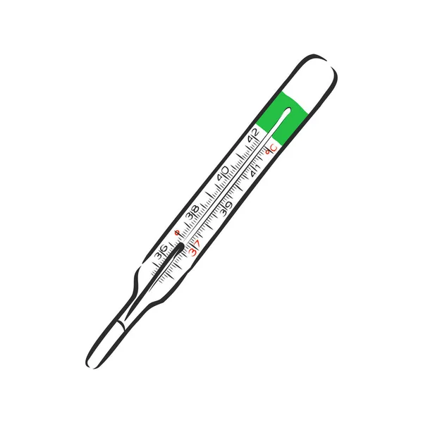 Medische Thermometer Met Hand Getekend Omtrek Doodle Pictogram Digitaal Medisch — Stockvector