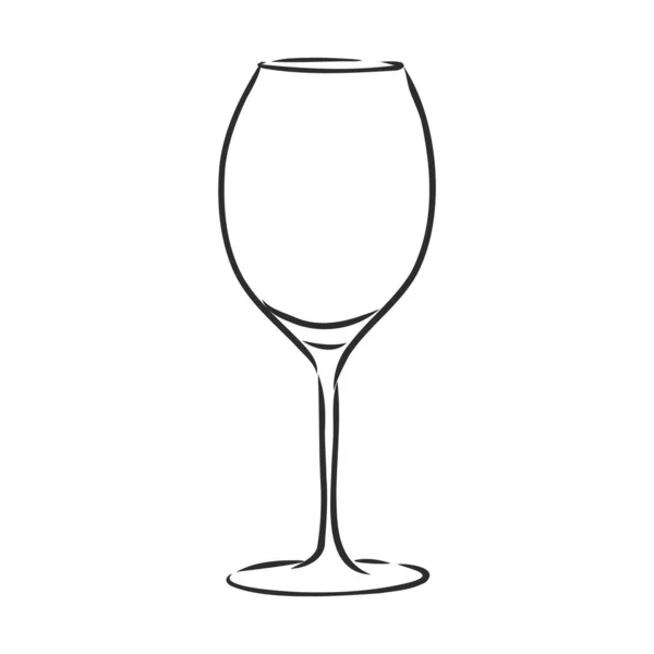 手描きの空のワイングラススケッチ 彫刻スタイル 白を基調としたベクトルイラスト — ストックベクタ