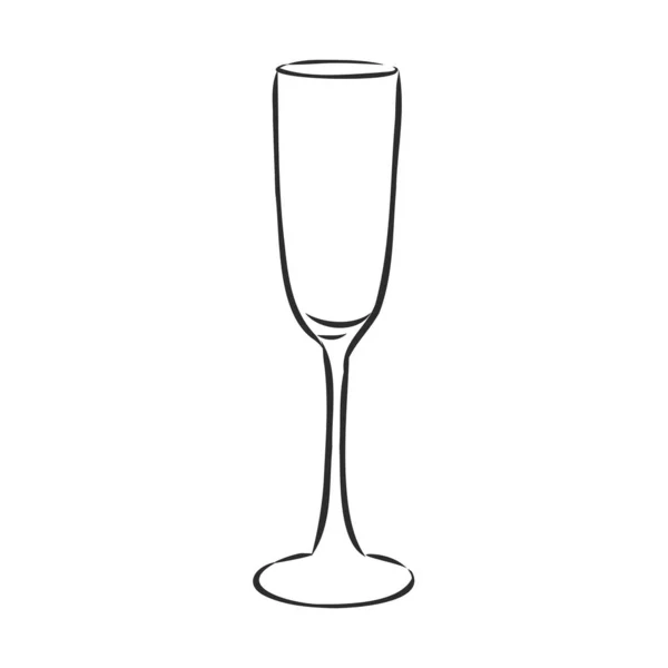 Handgezeichnete Skizze Eines Leeren Weinglases Gravurstil Vektor Illustration Isoliert Auf — Stockvektor