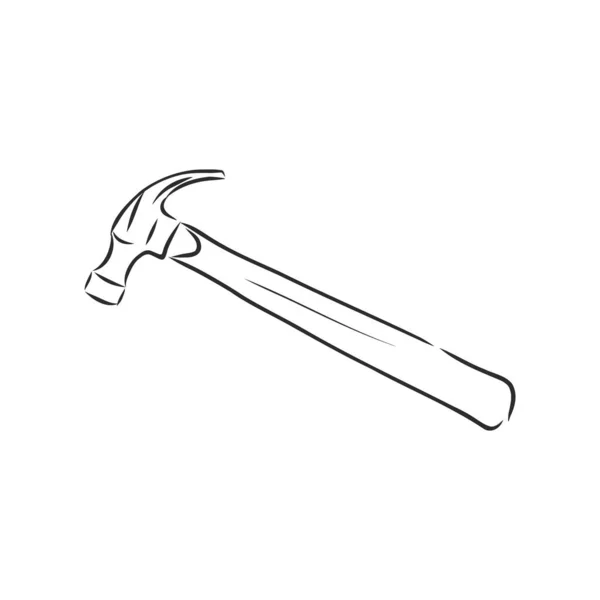 Hammer Werkzeugvektor Und Illustration Schwarz Weiß Handgezeichnet Skizzenstil Isoliert Auf — Stockvektor