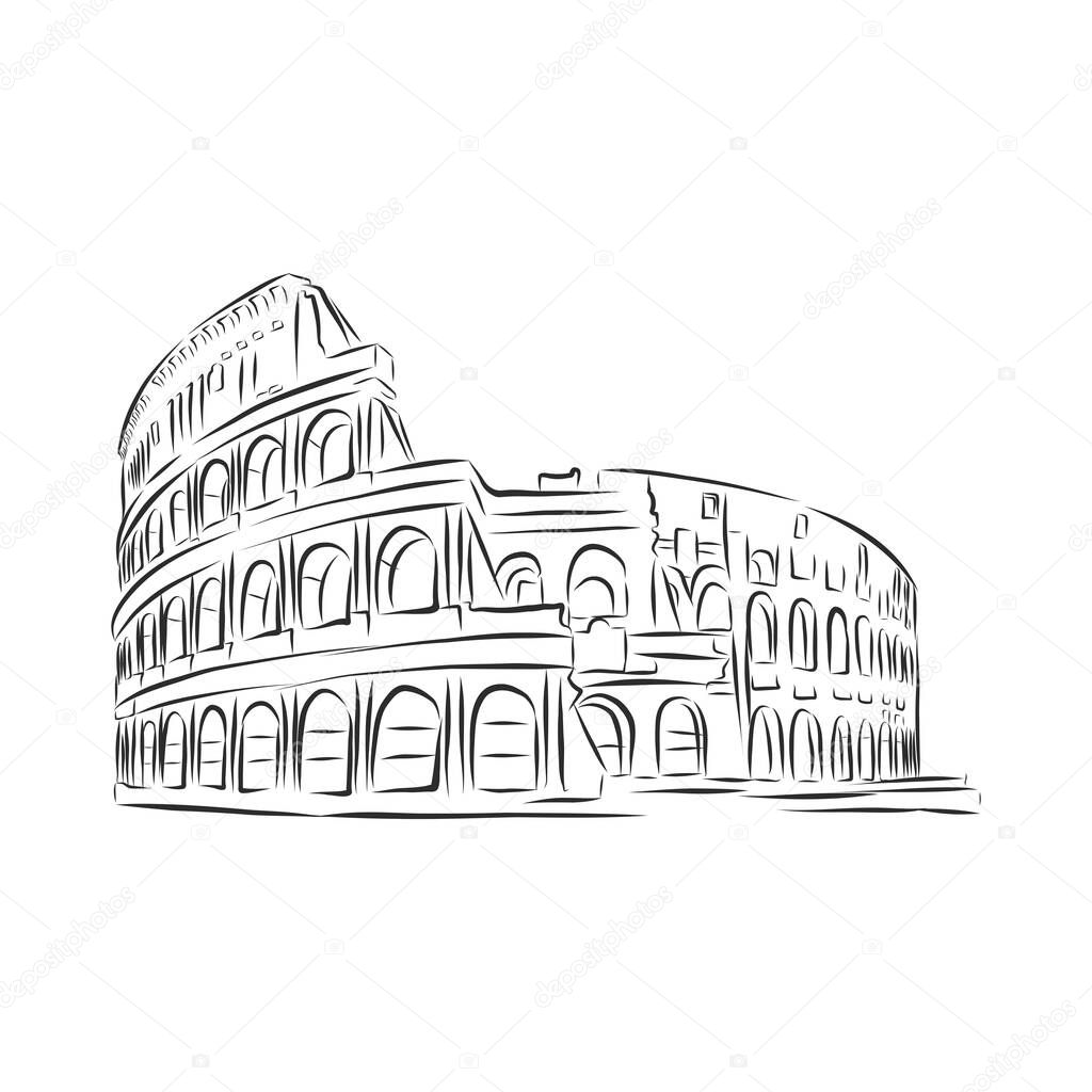 Coliseum hand drawn vector illustration isolated
