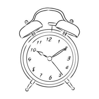Alarm saat illüstrasyonu, çizim, gravür, mürekkep çizgisi sanat vektörü