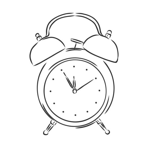 Reloj Despertador Ilustración Dibujo Grabado Tinta Línea Arte Vector — Archivo Imágenes Vectoriales