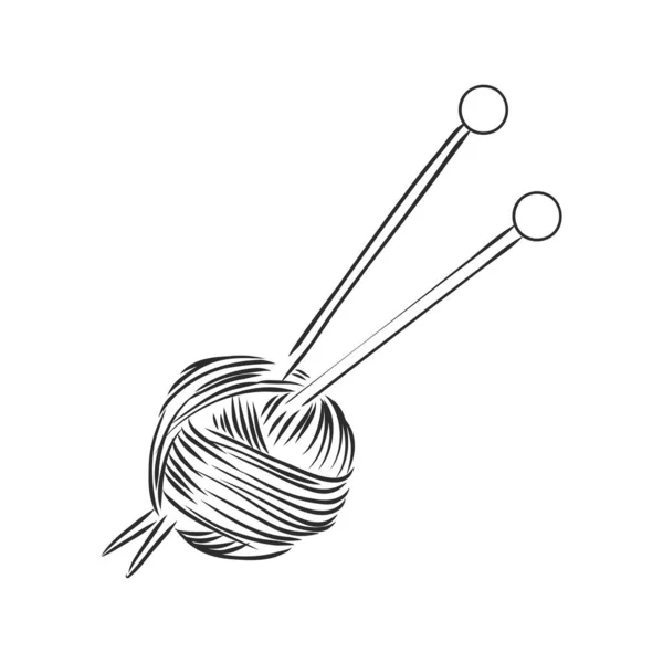 Bola Fios Para Tricotar Ilustração Vetorial —  Vetores de Stock