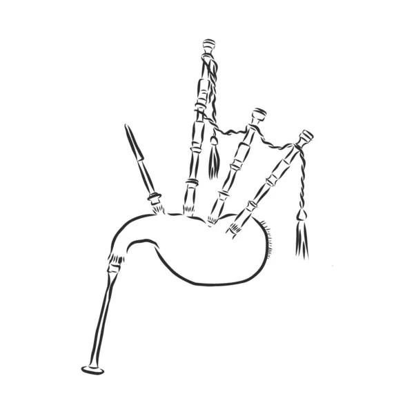 Bagpipes Instrumento Boceto Grabado Vector Ilustración Scratch Board Estilo Imitación — Archivo Imágenes Vectoriales