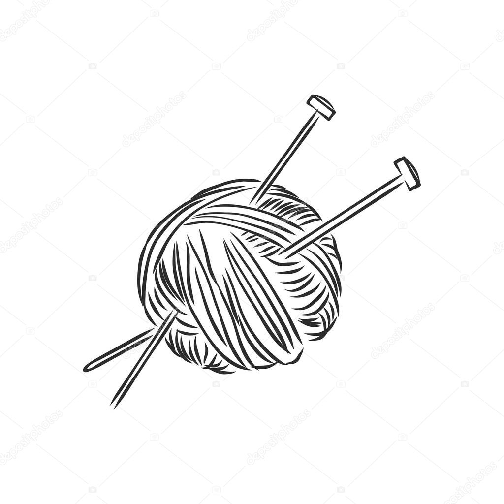 Ball of yarn for knitting. Vector illustration