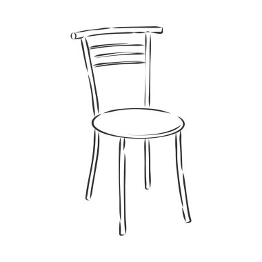 Vektör El Ahşap Sandalye Taburesi Çizimi.