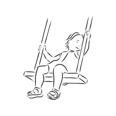 Salıncak vektör çizimi yapan çocuk