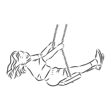 Salıncak vektör çizimi yapan çocuk