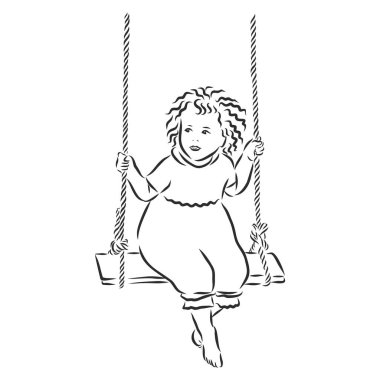 Swing vektör çizimi yapan bir çocuk. salıncak işareti