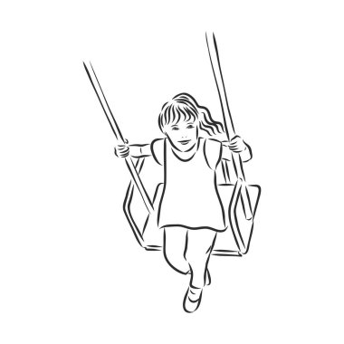 Swing vektör çizimi yapan bir çocuk. salıncak işareti