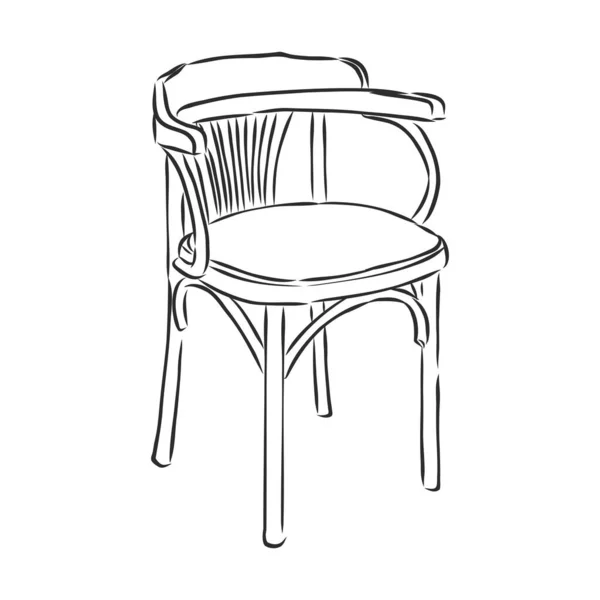 木製椅子スツールのベクトルハンドドロースケッチ — ストックベクタ