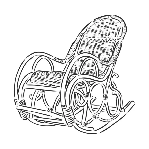 Sedia Dondolo Dondolo Nello Stile Dell Arte Lineare Grafico Linee — Vettoriale Stock