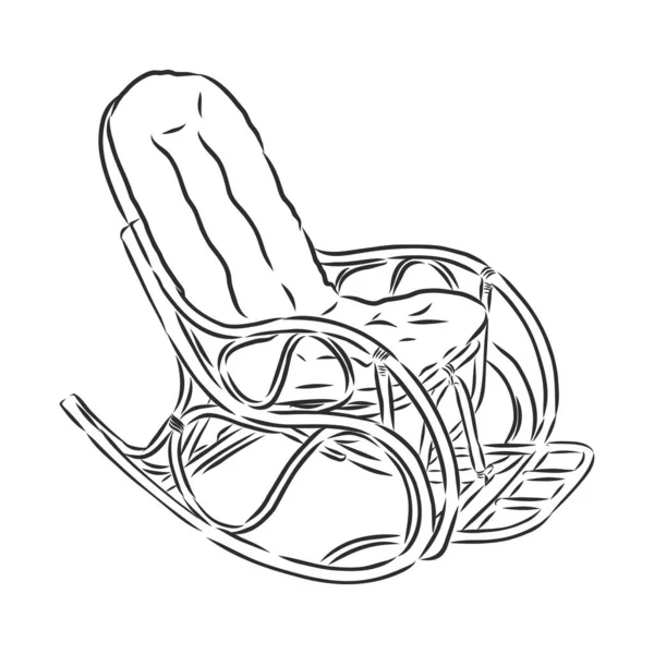 Rocking Chair Rocker Dans Style Art Linéaire Graphique Linéaire Meubles — Image vectorielle