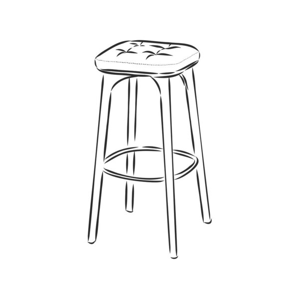 Barstool hand drawn outline doodle icon. High chair vector sketch illustration for print, isolated on white background.