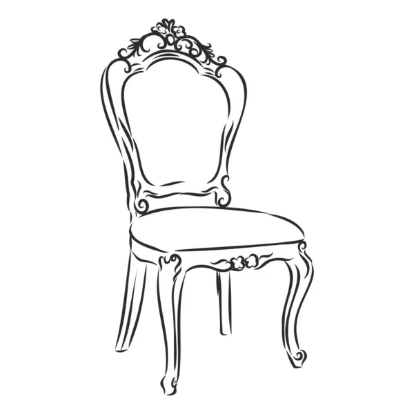 Ancienne chaise antique, illustration de croquis vectoriels. tabouret dessiné à la main — Image vectorielle