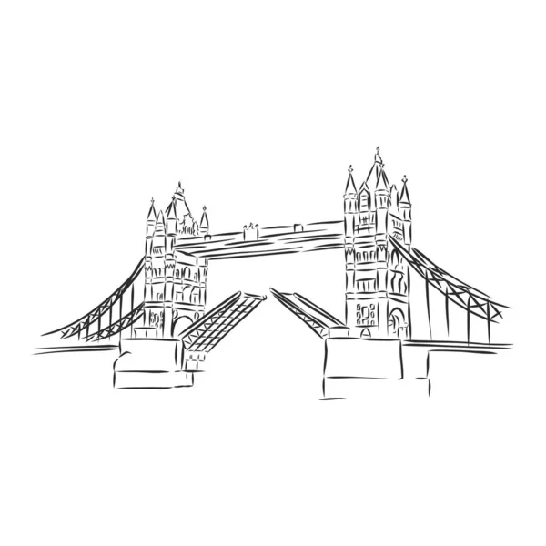 Tower Bridge Handzeichnung Skizze Illustration — Stockvektor