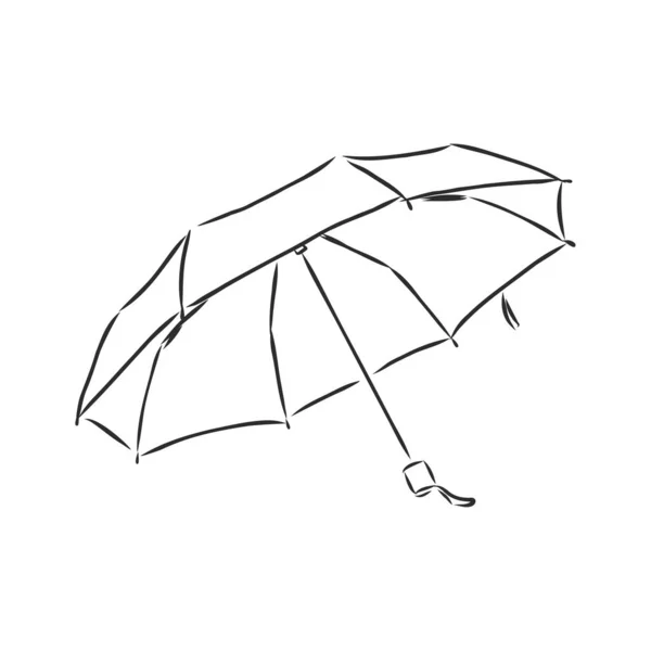 Umbrella Coloring Linear Drawing Outline Vector Sketch Icon Monochrome Contour — Stock Vector