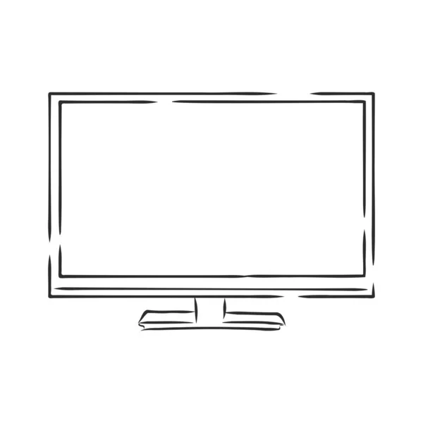 Pantalla Del Televisor Dibujado Mano Esbozo Garabato Icono Ilustración Vectores — Vector de stock