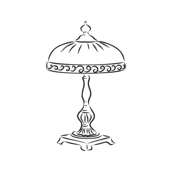 Lampe de table vectoriel croquis icône isolée sur fond. Lampe de table dessinée à la main icône. Lampe de table — Image vectorielle