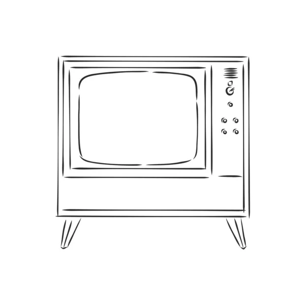 Eski televizyon setinin el çizimi vektör çizimi. Eski — Stok Vektör