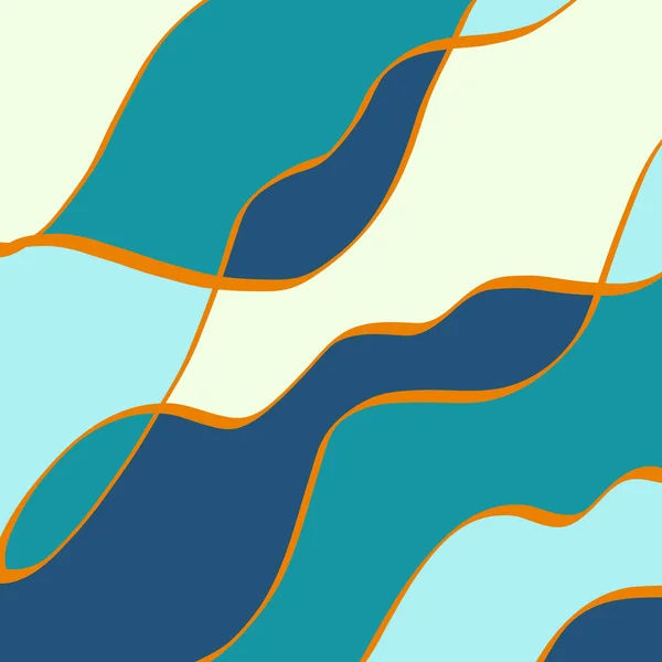 Glasmalerei Hintergrund, wellenförmige Linien und Formen, Vektorfarbenillustration — Stockvektor