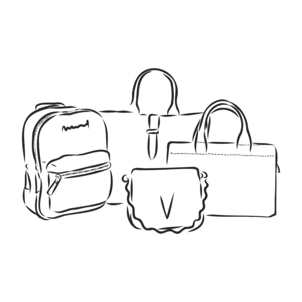 女性のバッグの手描きスケッチ — ストックベクタ