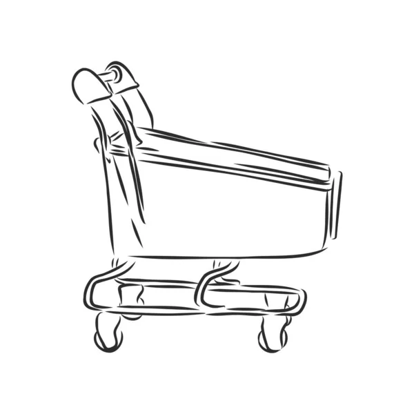 Vektor Skiss Illustration Vagn För Shopping — Stock vektor