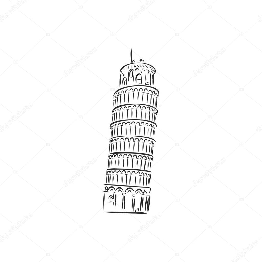 Pisa Tower, Italy Vector sketch