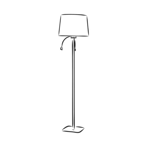 Szkicowana Lampa Podłogowa Izolowana Białym Tle Ilustracja Wektor Lampy Podłogowej — Wektor stockowy