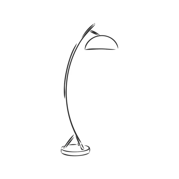 Szkicowana Lampa Podłogowa Izolowana Białym Tle Ilustracja Wektor Lampy Podłogowej — Wektor stockowy
