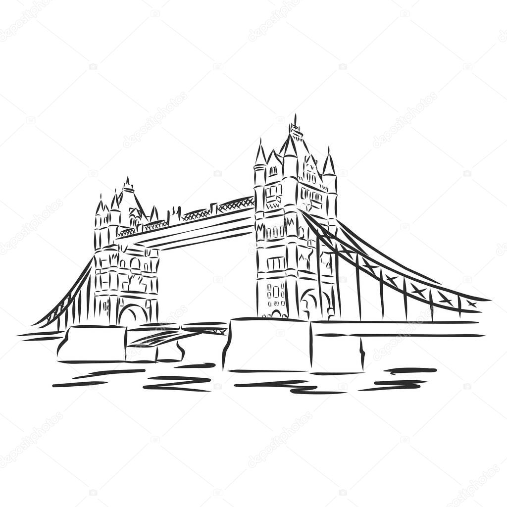 Tower Bridge - hand draw sketch illustration