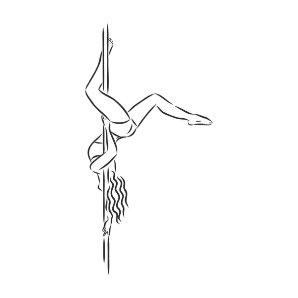 Pole Danseur Sur Poteau Belle Jeune Femme Sur Poteau — Image vectorielle