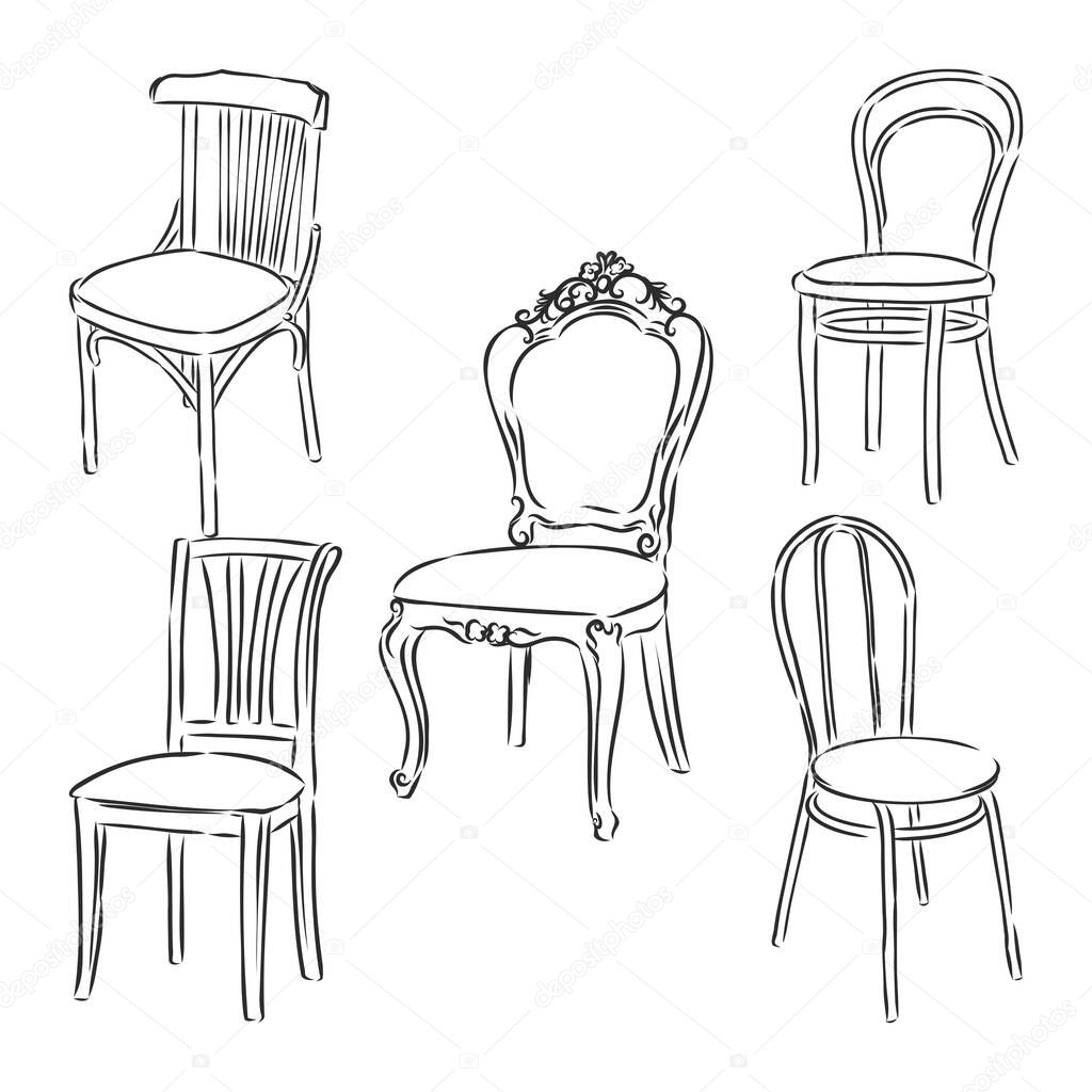 Vettoriale stockSet Mobili Dettaglio Interno Collezione Contorno