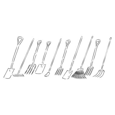 Bahçe aletleri. bahçe araçları vektör çizimi ayarla