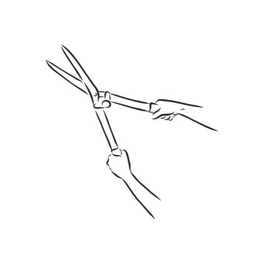 Bahçe makası, satır biçimi ikon vektör illüstrasyon tasarımı