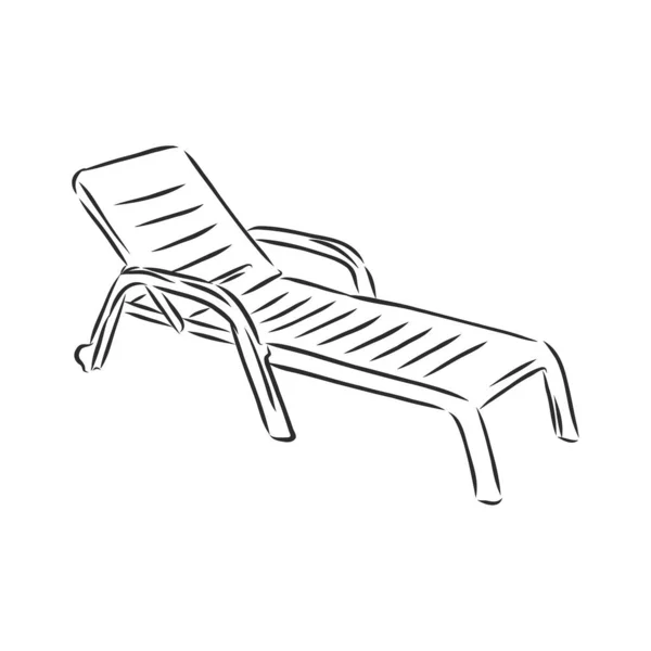 Handgetekende Vectorillustratie Zwarte Inkt Witte Achtergrond Een Strandbed Doodle Stijl — Stockvector