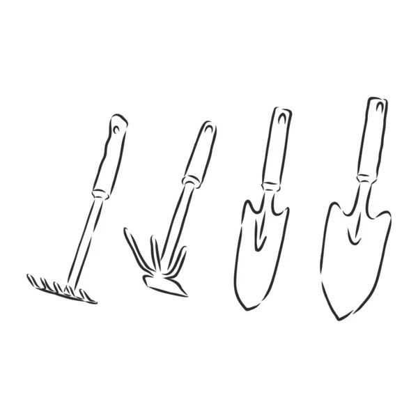 Garden Tools Garden Tools Set Vector Sketch — Stock Vector