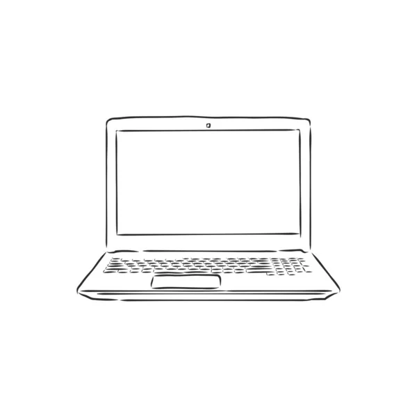 Laptop Skizze Vektorillustration Laptop Vektor Skizze Illustration — Stockvektor