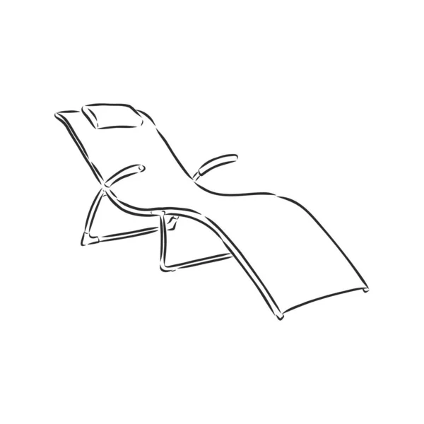 Handgetekende Vectorillustratie Zwarte Inkt Witte Achtergrond Een Strandbed Doodle Stijl — Stockvector