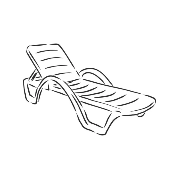 Handgezeichnete Vektorillustration Schwarzer Tinte Auf Weißem Hintergrund Ein Strandbett Doodle — Stockvektor