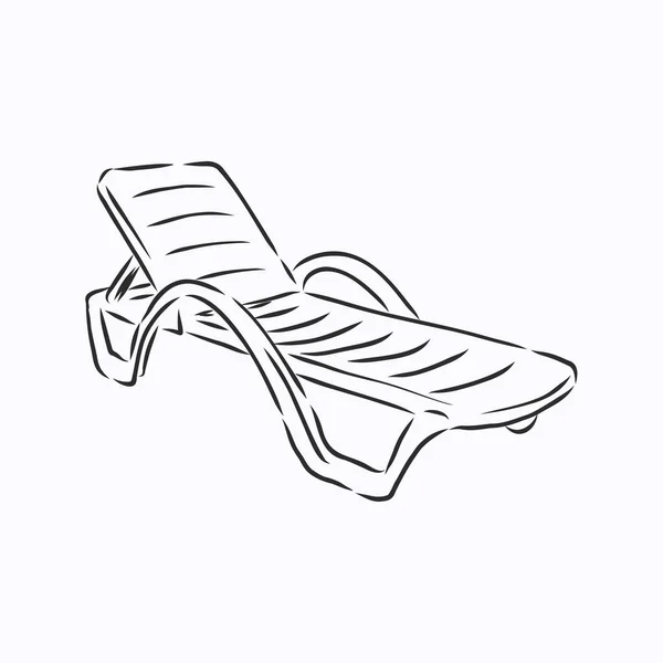 Handritad Vektor Illustration Svart Bläck Vit Bakgrund Strandsäng Klotter Stil — Stock vektor