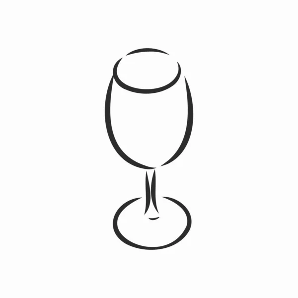 Weinglas Vorhanden Vektor Sketch Doodle — Stockvektor