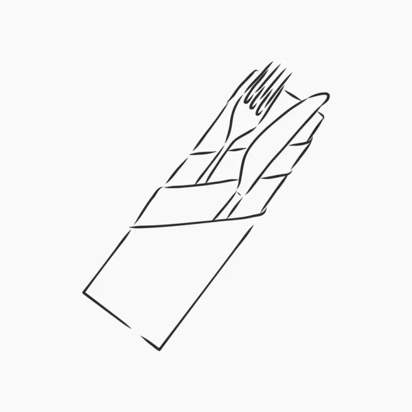 Rough Cutlery Illustration Καφέ Χειροποίητη Απεικόνιση Μαχαιροπίρουνων Που Απομονώνονται Λευκό — Διανυσματικό Αρχείο