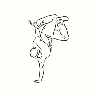 Break dansçı-sürekli çizgi çizimi. Break dans, dansçı, vektör çizimi