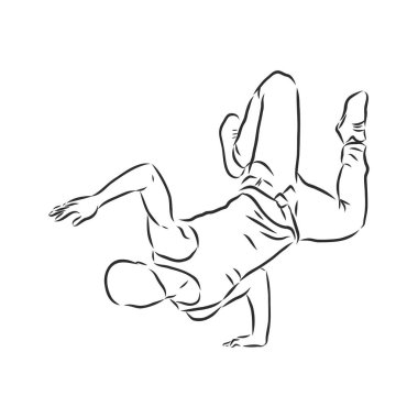 Break dansçı-sürekli çizgi çizimi. Break dans, dansçı, vektör çizimi