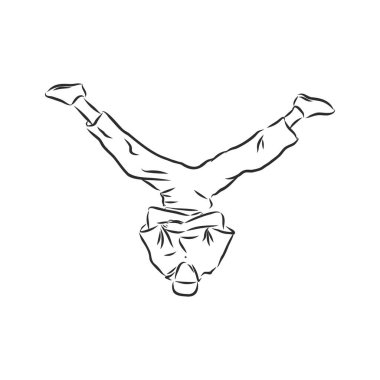 Break dansçı-sürekli çizgi çizimi. Break dans, dansçı, vektör çizimi